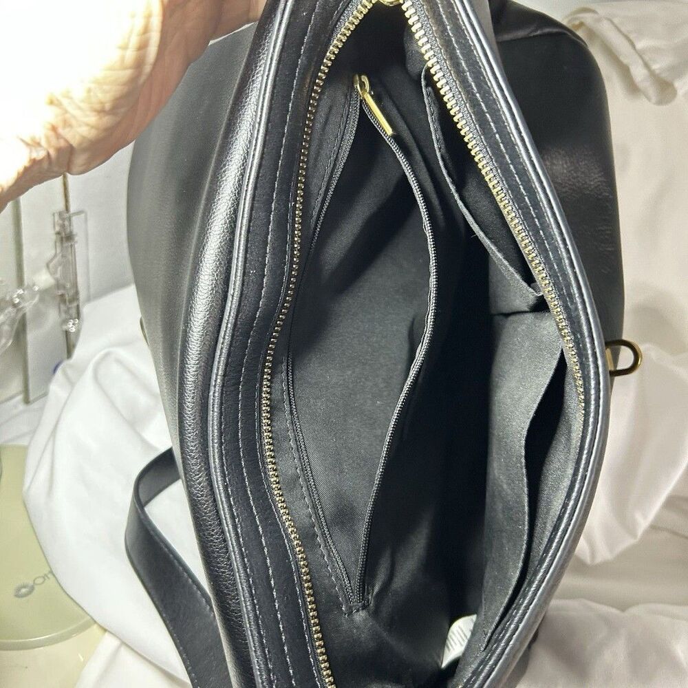Fossil leather handbag Satchel Crossbody Large Utility Sturdy Unisex Flap Brass - Picture 5 of 12